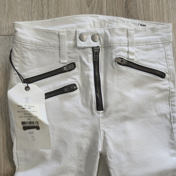 Rag & Bone Womans White High Rise Biker Jean NWT (24) - Picture 6 of 12